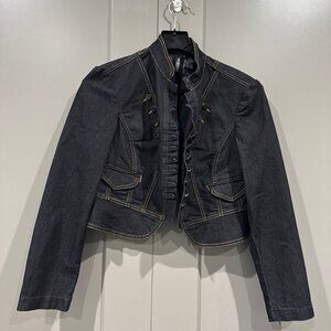 Bisou Bisou Denim Jean Jacket Dark Blue L